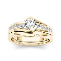 1/2 CT.T.W. Natural Diamond 14K Yellow Gold Bridal Ring Set