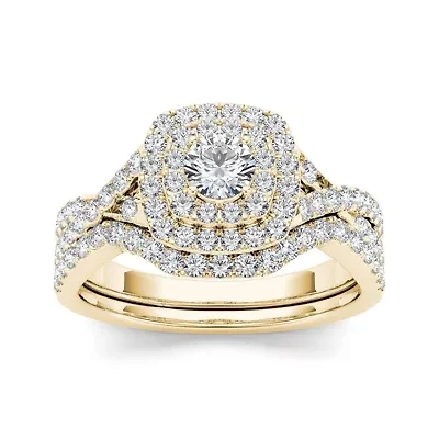 7/8 CT.T.W. Natural Diamond 10K Yellow Gold Bridal Ring Set