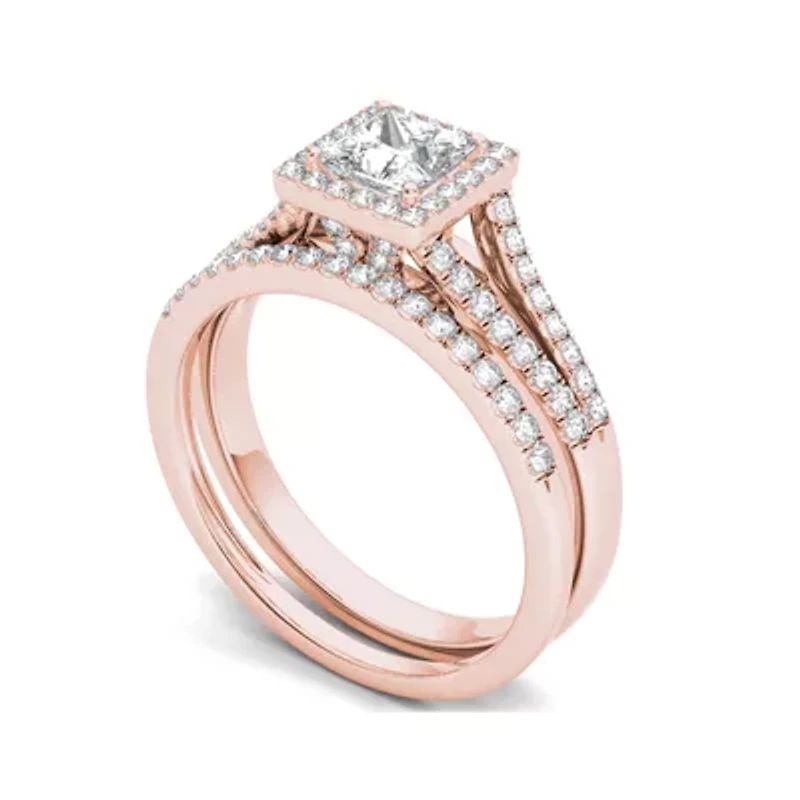 1 CT.T.W. Natural Diamond 10K Rose Gold Bridal Ring Set