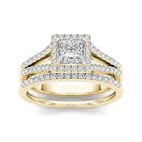 1 CT.T.W. Natural Diamond 10K Yellow Gold Bridal Ring Set