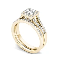 1 CT.T.W. Natural Diamond 10K Yellow Gold Bridal Ring Set