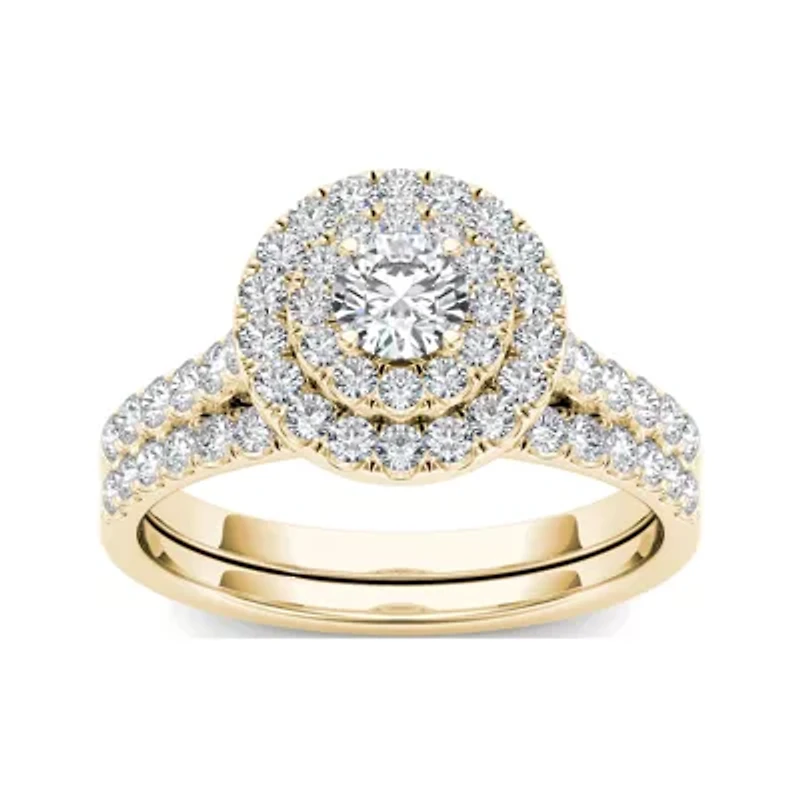 1 CT.T.W. Natural Diamond 10K Yellow Gold Bridal Set Ring