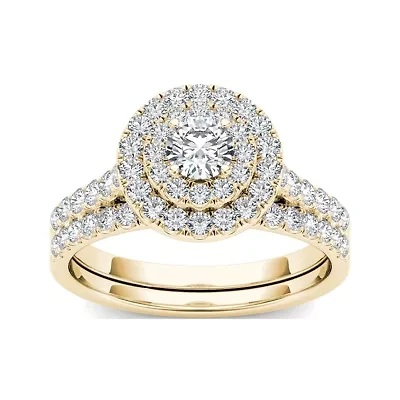 1 CT.T.W. Natural Diamond 10K Yellow Gold Bridal Set Ring