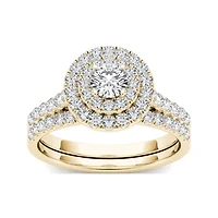 1 CT.T.W. Natural Diamond 10K Yellow Gold Bridal Set Ring