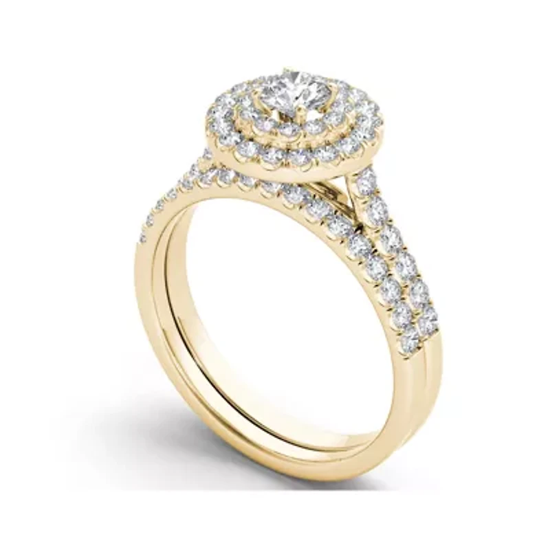 1 CT.T.W. Natural Diamond 10K Yellow Gold Bridal Set Ring