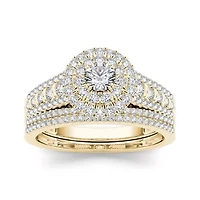 1 CT.T.W. Natural Diamond 10K Yellow Gold Bridal Set
