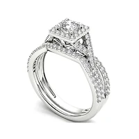 1 CT.T.W. Natural Diamond 14K White Gold Bridal Set