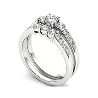 1 CT.T.W. Natural Diamond 14K White Gold Bridal Ring Set