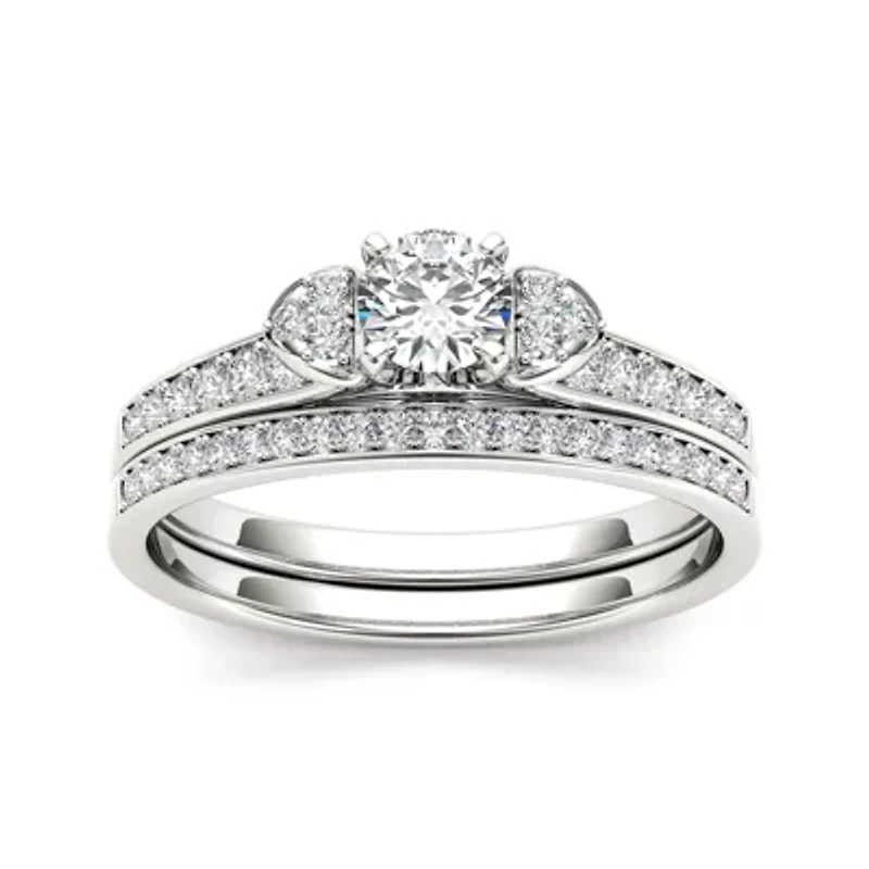 1/2 CT.T.W. Natural Diamond 10K White Gold Bridal Set Ring