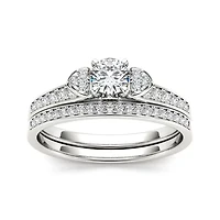 1/2 CT.T.W. Natural Diamond 10K White Gold Bridal Set Ring