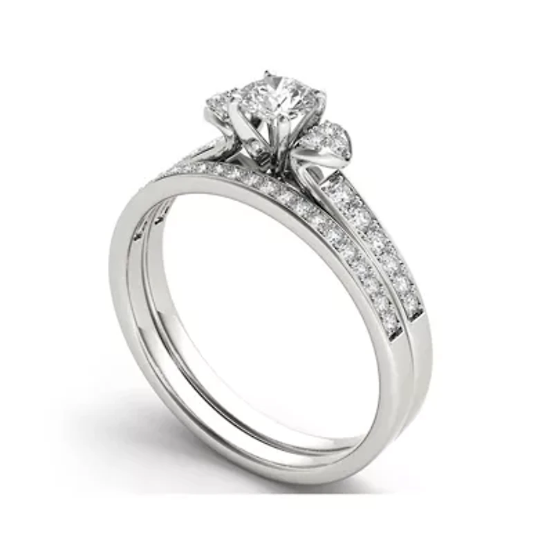 1/2 CT.T.W. Natural Diamond 10K White Gold Bridal Set Ring