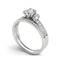 1/2 CT.T.W. Natural Diamond 10K White Gold Bridal Set Ring