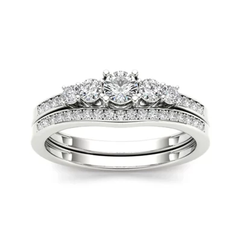 1/2 CT.T.W. Natural Diamond 14K White Gold Bridal Ring Set