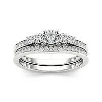 1/2 CT.T.W. Natural Diamond 14K White Gold Bridal Ring Set
