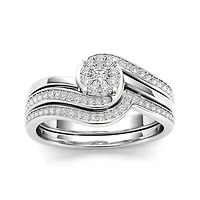 1/2 CT. T.W. Diamond 10K White Gold Swirl Bridal Ring Set