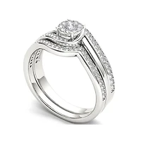 1/2 CT. T.W. Diamond 10K White Gold Swirl Bridal Ring Set