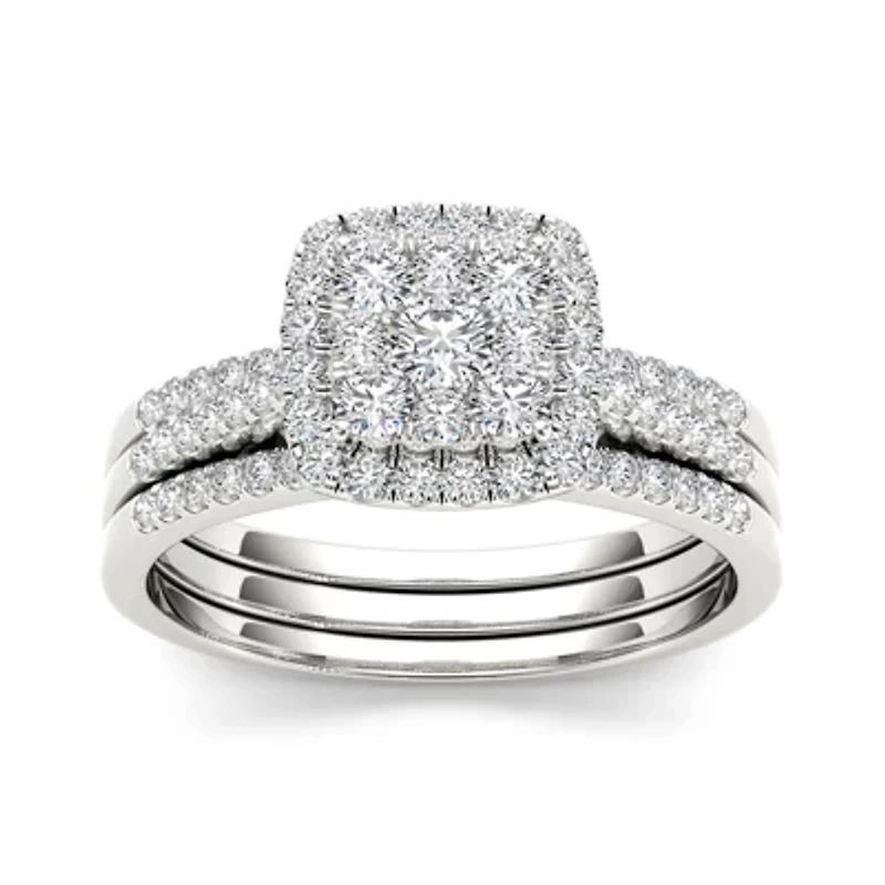 2 CT.T.W. Natural Diamond 10K White Gold Bridal Set