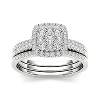 2 CT.T.W. Natural Diamond 10K White Gold Bridal Set