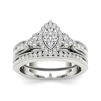 1/ CT.T.W. Natural Diamond 10K White Gold Bridal Ring Set