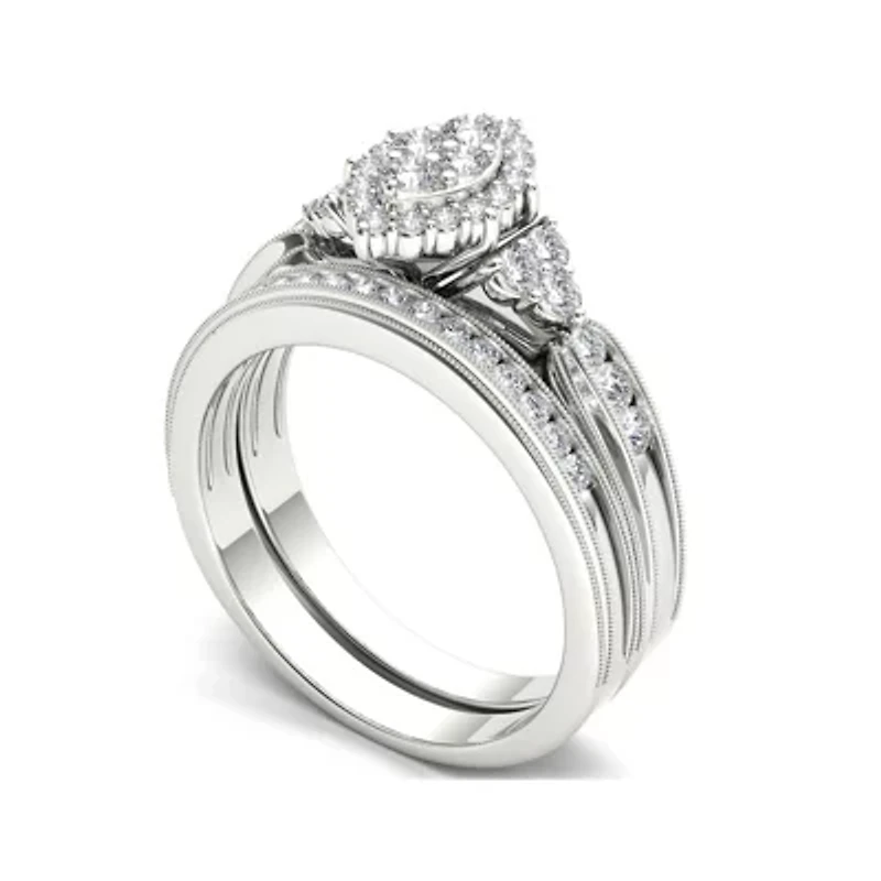 1/ CT.T.W. Natural Diamond 10K White Gold Bridal Ring Set