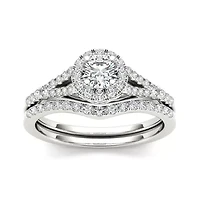 3/4 CT.T.W. Natural Diamond 10K White Gold Bridal Ring Set