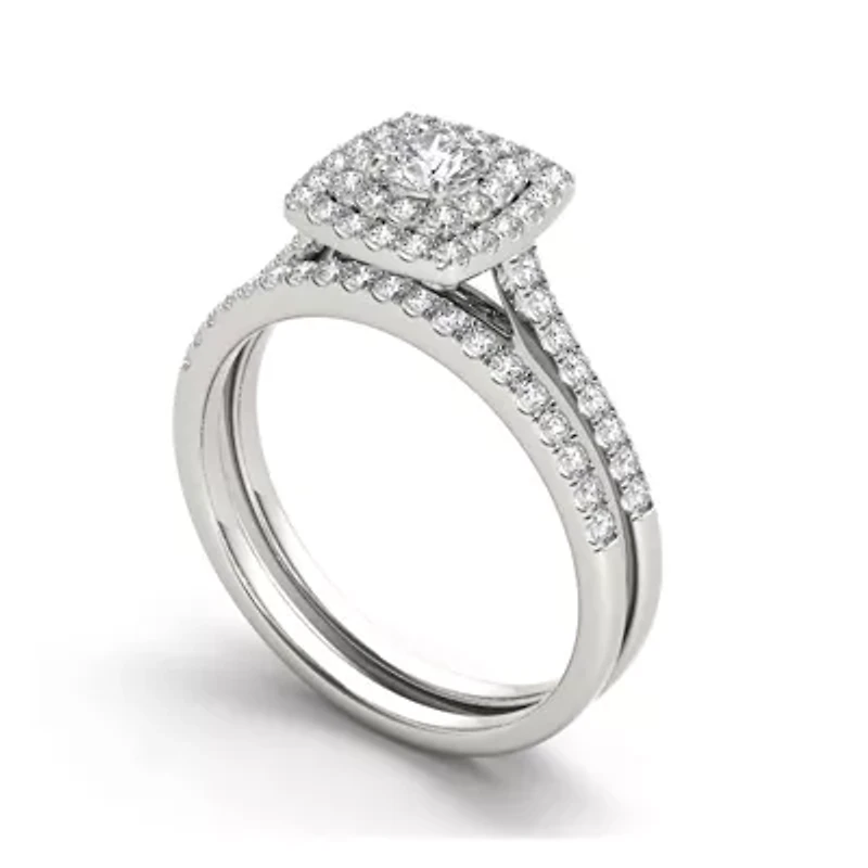 3/4 CT. T.W. Diamond 10K White Gold Bridal Ring Set