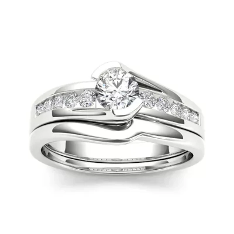 1/2 CT.T.W. Natural Diamond 14K White Gold Bridal Ring Set