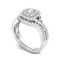 7/8 CT.T.W. Natural Diamond 10K White Gold Bridal Ring Set
