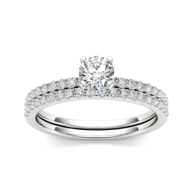 3/4 CT.T.W. Natural Diamond 14K White Gold Bridal Ring Set