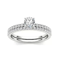 3/4 CT.T.W. Natural Diamond 14K White Gold Bridal Ring Set