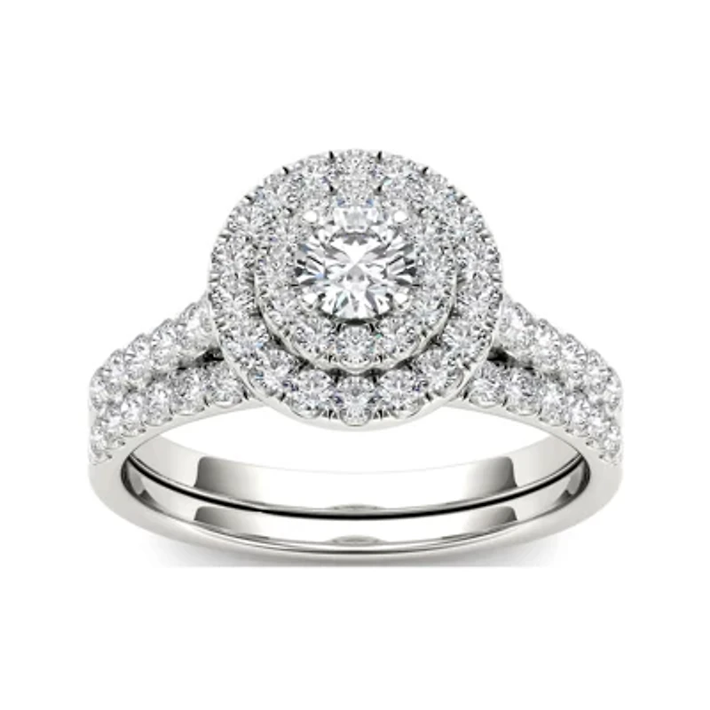 1 CT.T.W. Natural Diamond 10K White Gold Bridal Set Ring