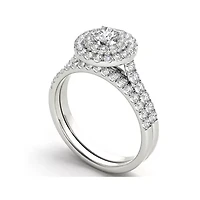 1 CT.T.W. Natural Diamond 10K White Gold Bridal Set Ring