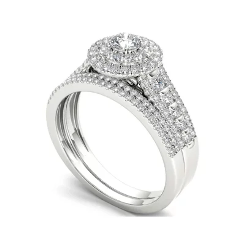 1 CT.T.W. Natural Diamond 10K White Gold Bridal Set