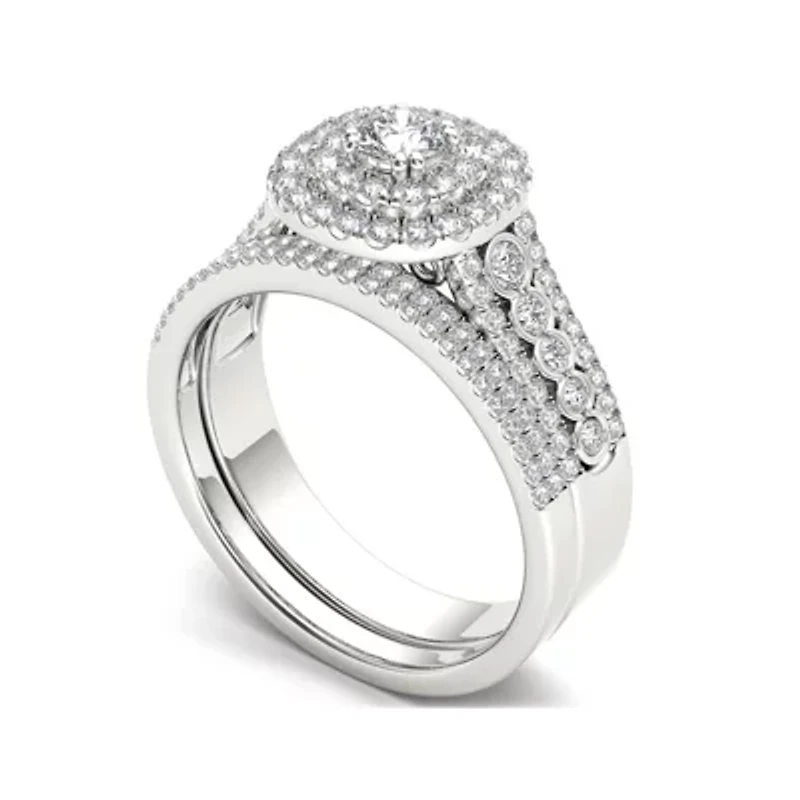 1 CT.T.W. Natural Diamond 10K White Gold Bridal Set