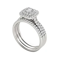 1 CT.T.W. Natural Diamond 10K White Gold Bridal Set