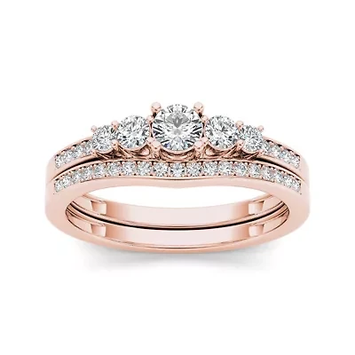 CT.T.W. Natural Diamond 14K Rose Gold Bridal Ring Set
