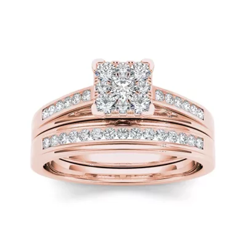 CT.T.W. Natural Diamond 10K Rose Gold Bridal Ring Set
