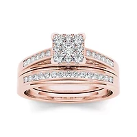CT.T.W. Natural Diamond 10K Rose Gold Bridal Ring Set