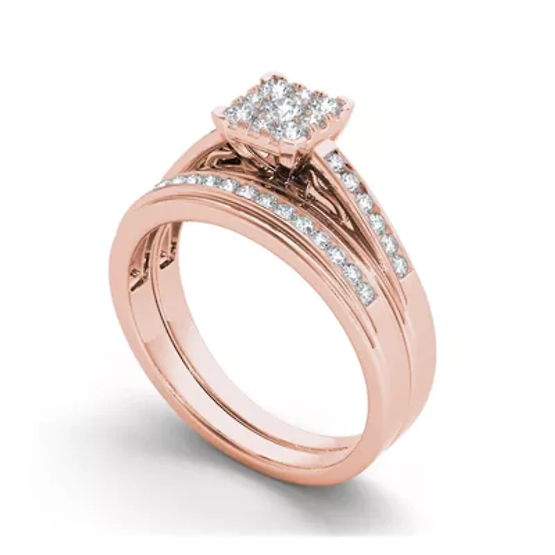 CT.T.W. Natural Diamond 10K Rose Gold Bridal Ring Set