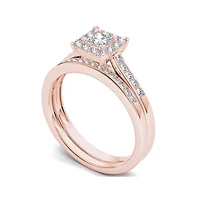 1/2 CT.T.W. Natural Diamond 10K Rose Gold Bridal Set Ring