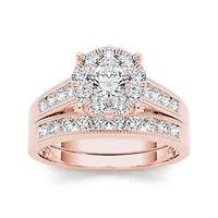 1 CT.T.W. Natural Diamond 10K Rose Gold Bridal Ring Set