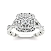 1/2 CT.T.W. Natural Diamond 10K White Gold Engagement Ring