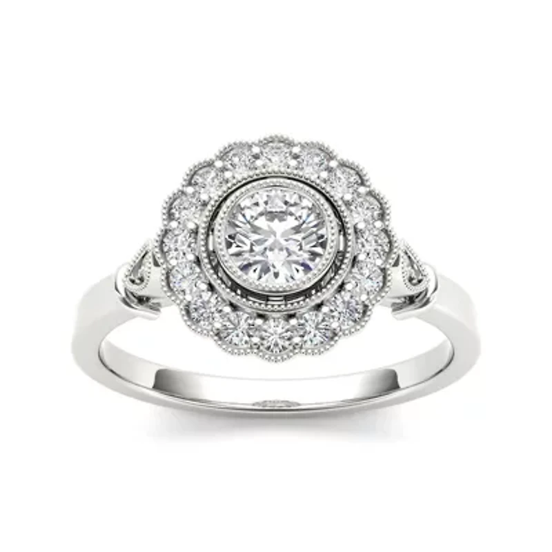 1/2 CT.T.W. Natural Diamond 10K White Gold Engagement Ring