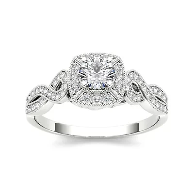 1/2 CT.T.W. Natural Diamond 14K White Gold Engagement Ring