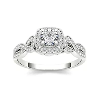 1/2 CT.T.W. Natural Diamond 14K White Gold Engagement Ring