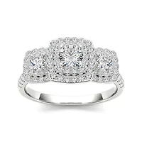 1 CT.T.W. Natural Diamond 10K White Gold Engagement Ring