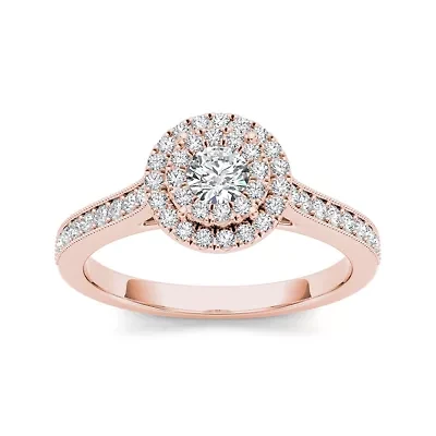 1/2 CT.T.W. Natural Diamond 10K Rose Gold Engagement Ring