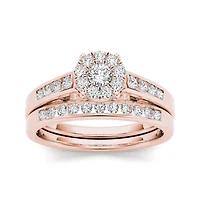 1/2 CT.T.W. Natural Diamond 10K Rose Gold Bridal Ring Set