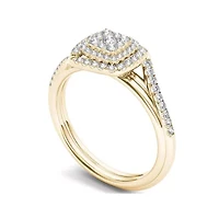1/2 CT. T.W. Diamond Cluster 10K Yellow Gold Engagement Ring