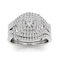 1 CT. T.W. Diamond 10K Gold Bridal Ring Set